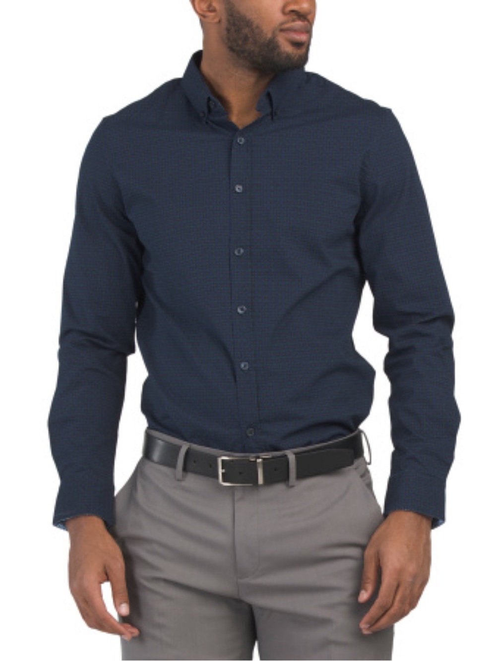 NWT Denim & Flower Navy Geo Medallion Dress Shirt Size L